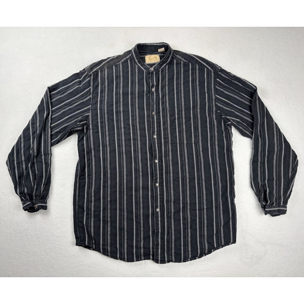 Scully Western Shirt‎ Men's XL Black Striped Pearl Snap Button Up